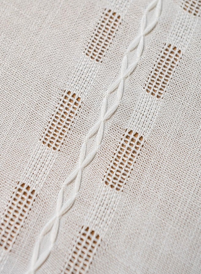 Deeprove ستارة مطبخ قصيرة من ديبروف بوهو فالانس، ستارة مخططة منقوشة، ستارة أنيقة مطرزة بطبقات لتصفية الضوء، مناسبة للمقاهي والمطاعم وغرف الغسيل، مقاس 52 × 18 بوصة، لوحة واحدة، لون أبيض كريمي - Image 3